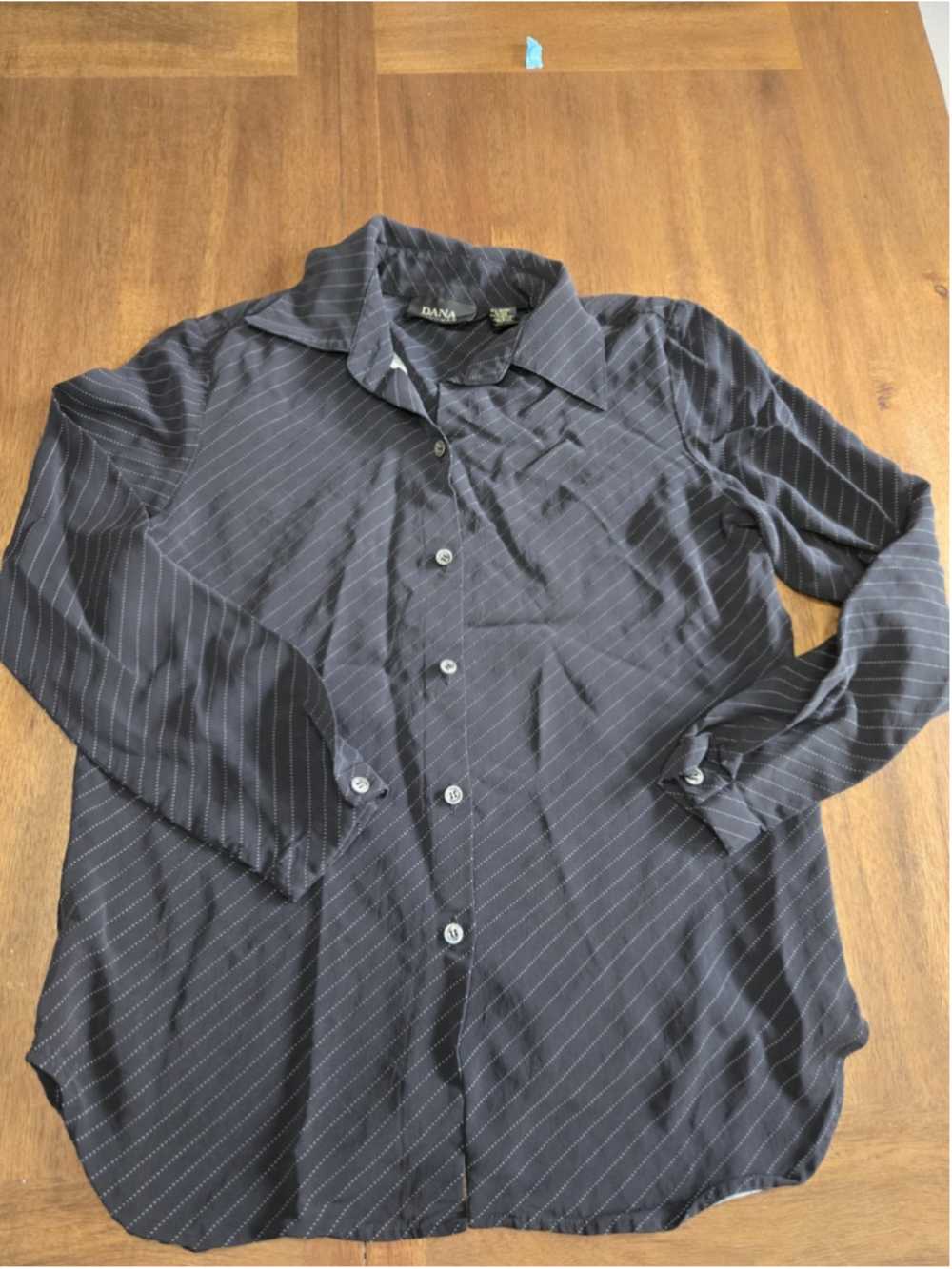 Dana Buchman Black Pinstripe Button Front Blouse Womens Size 4 Career